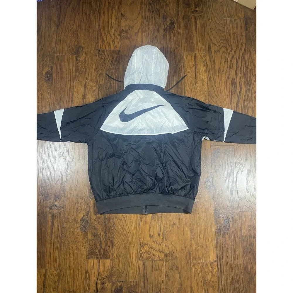Nike Vtg 90s Y2K Panda Lrg Windrunner Windbreaker Jacket Black White Nylon Glanz
